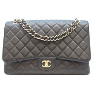 Chanel No 13 Black Caviar Ghardware Single Flap Deca Matrasse Maxi 34